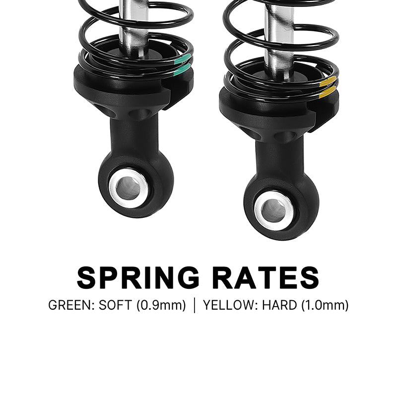INJORA DRX Dual-Rate Spring Oil Shocks for 1/10 RC Crawlers, 80mm / 90mm / 100mm / 110mm / 120mm