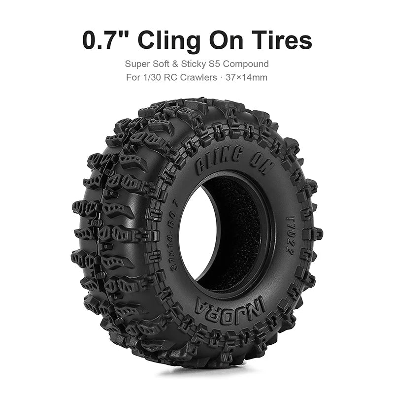 INJORA T7022 Cling On 0.7" S5 Tyres 37 × 14mm (4)