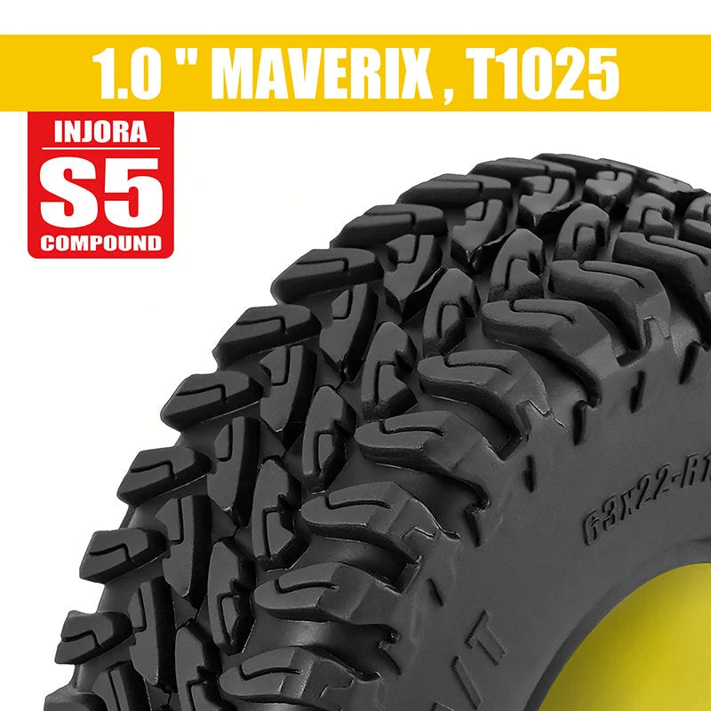 INJORA 1.0" 63*22mm MAVERIX M/T Tires & Inserts Combo (4)