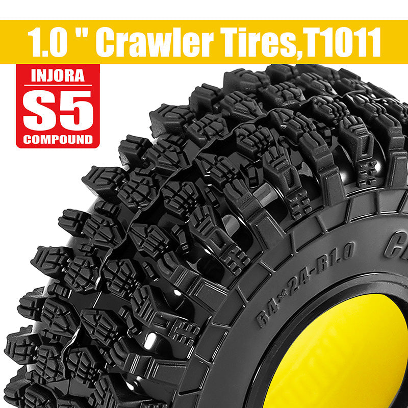 INJORA 1.0" 64*24mm Tires & Silicone Rubber Inserts Combo (4)