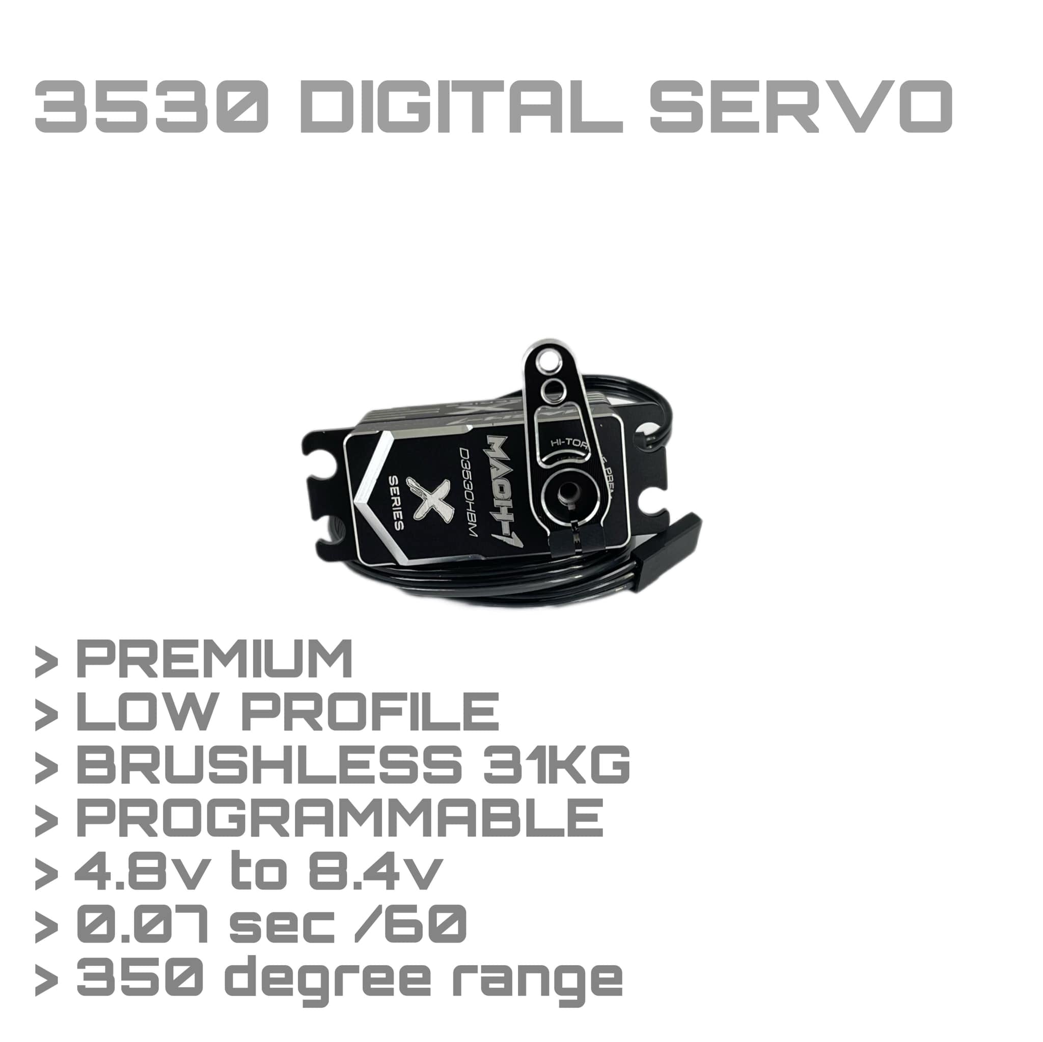 Mach-1 Water proof programmable brushless servo (1/10 low profile 31 KG) D3530HBM X- Series - Techtonic Hobbies - Mach-1