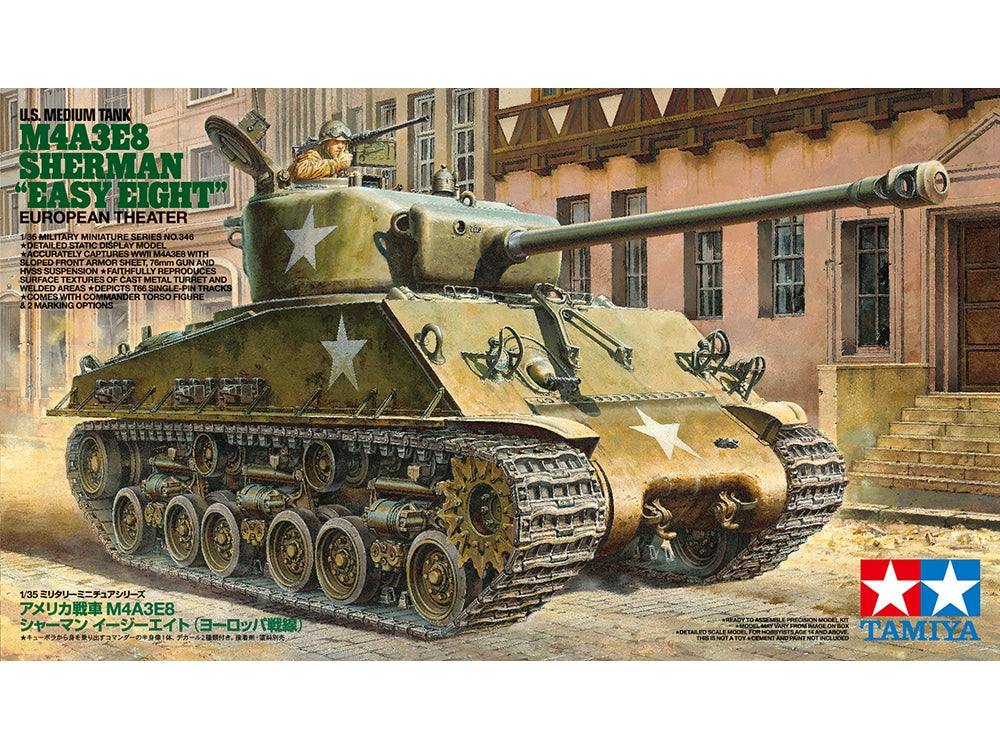 Tamiya 1/35 U.S. M4A3E8 Sherman "Easy Eight" Tank Scaled Plastic Model Kit 35346
