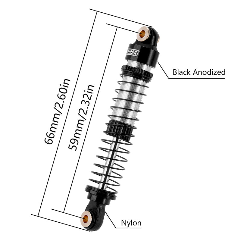 INJORA 59mm Long Threaded Oil Shocks for 1/18 Redcat Ascent-18 HPI Venture18
