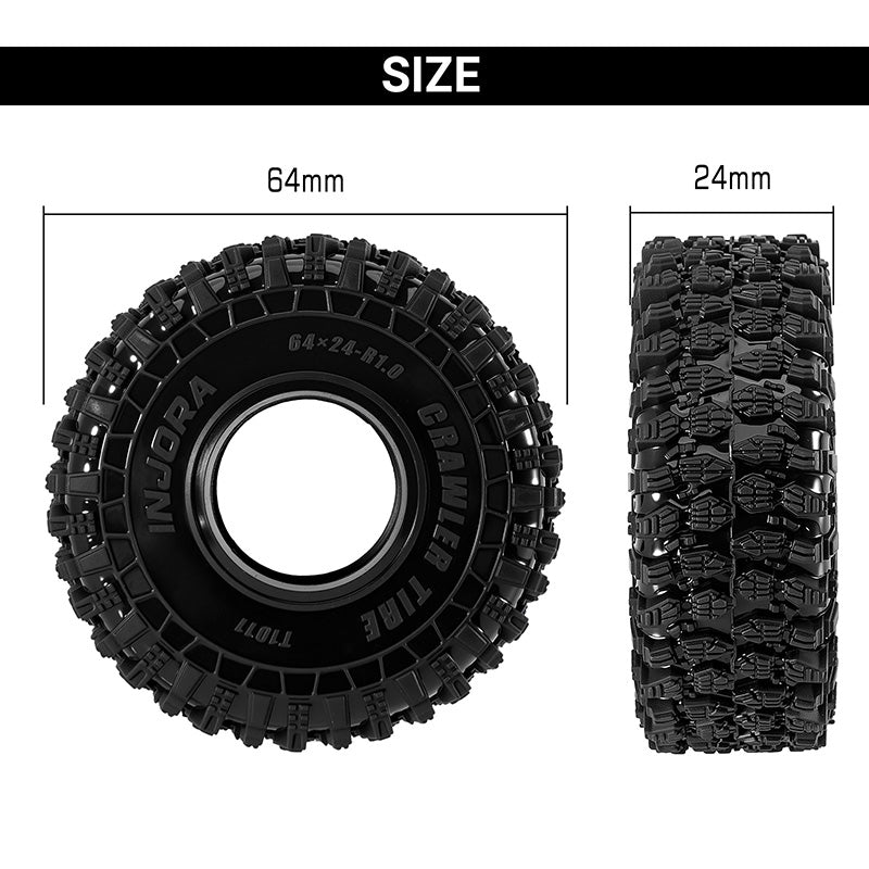 INJORA 1.0" 64*24mm Rock Crawling Tires (T1011) (4)