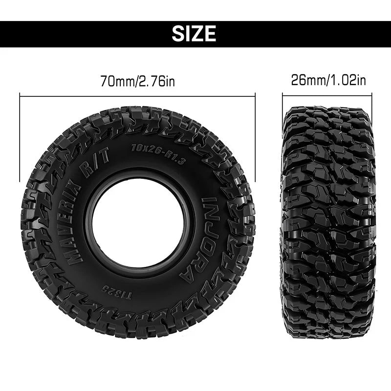 INJORA 1.3" 70*26mm MAVERIX R/T Tires (T1325) (4)