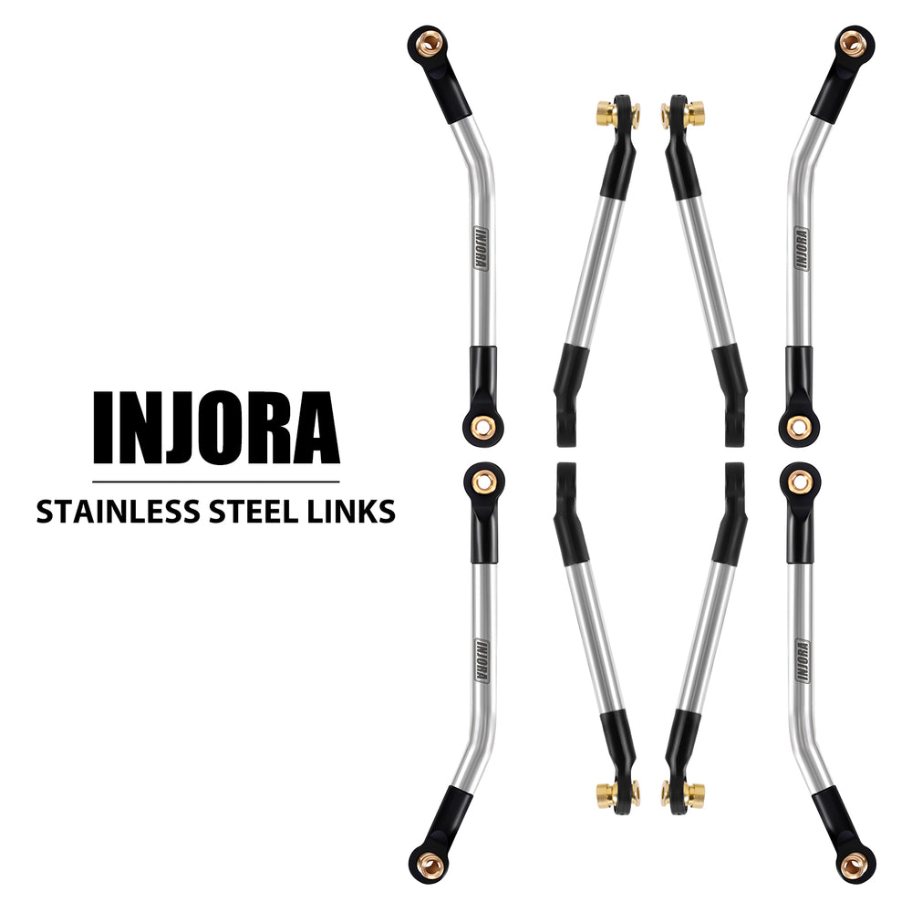 INJORA Stainless Steel High Clearance Links 4 Link Conversion Kit for 1/18 FMS FCX18 LC80