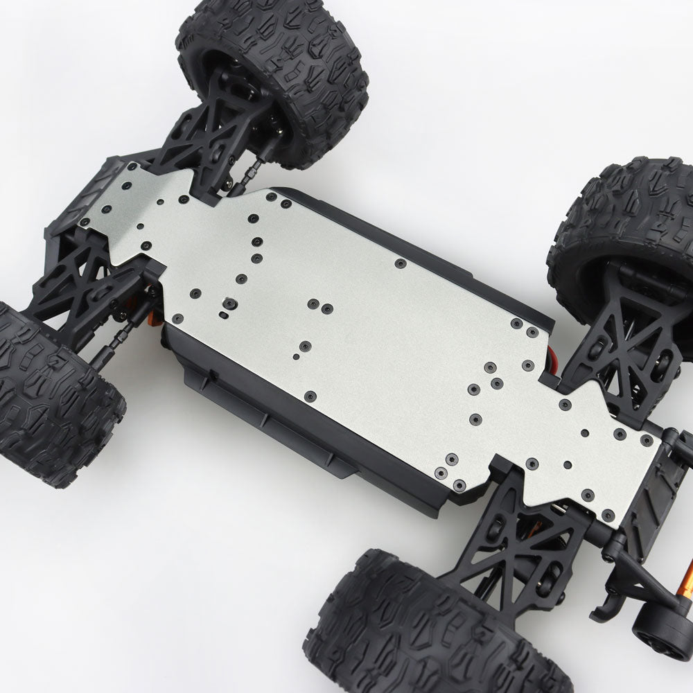 ZD Racing MT-16 1/16 4WD Brushless Monster Truck bottom silver chassis view