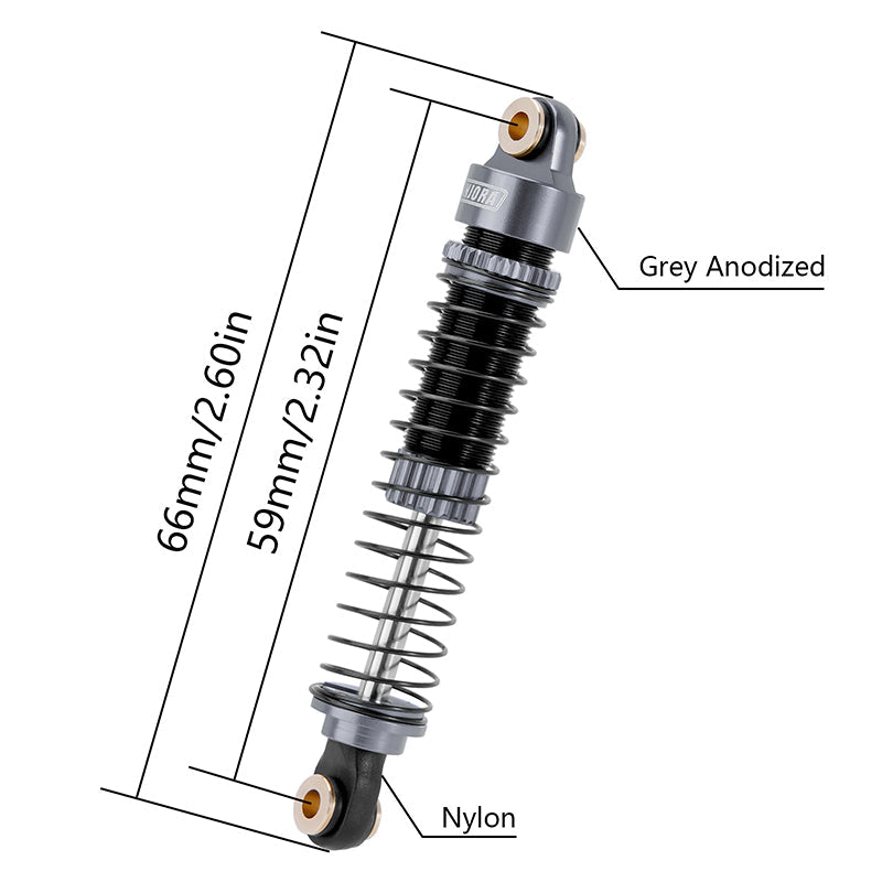 INJORA 59mm Long Threaded Oil Shocks for 1/18 Redcat Ascent-18 HPI Venture18