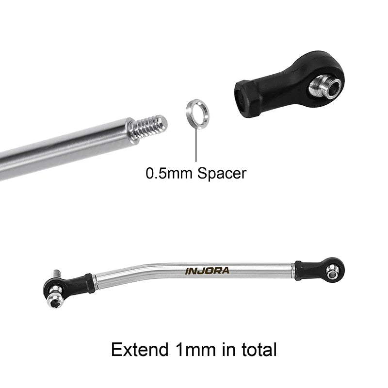 INJORA Stainless Steel High Clearance Links Set for 1/30 SCX30, 99mm Wheelbase