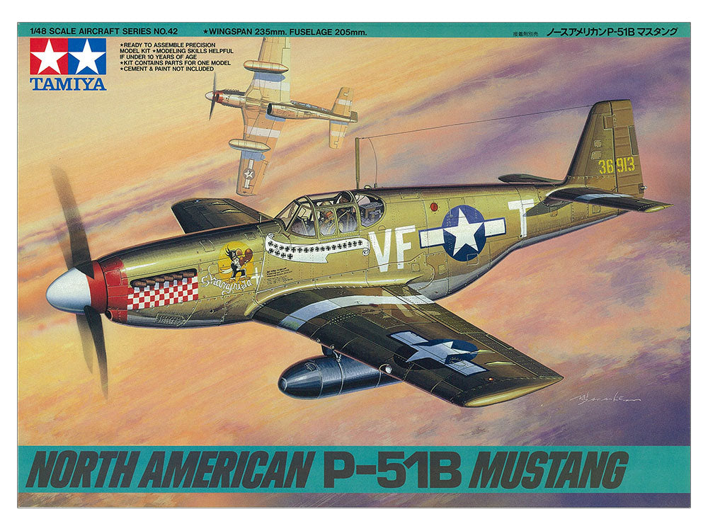 Tamiya 1/48 North American P-51B Mustang Model Kit (61042)