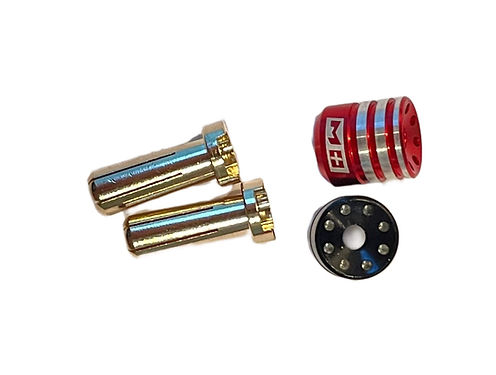 Mach-1 Racing Red + Black - Grips with 5mm Gold Plated Bullets