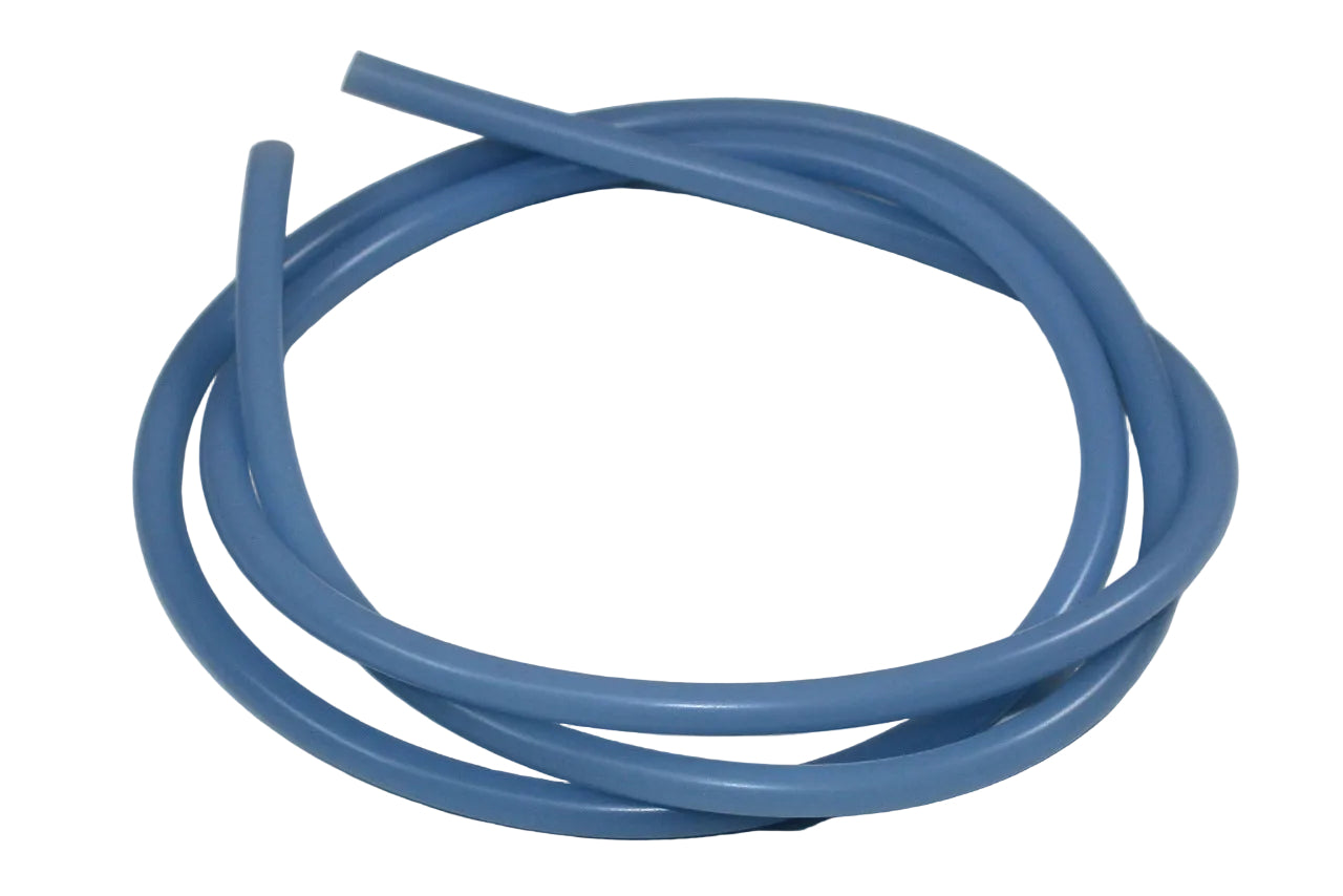 Coiled blue nitro Rc Fuel Tube on a white background