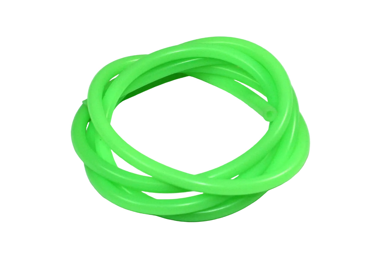 Coiled green Nitro RC Fuel Line on a white background