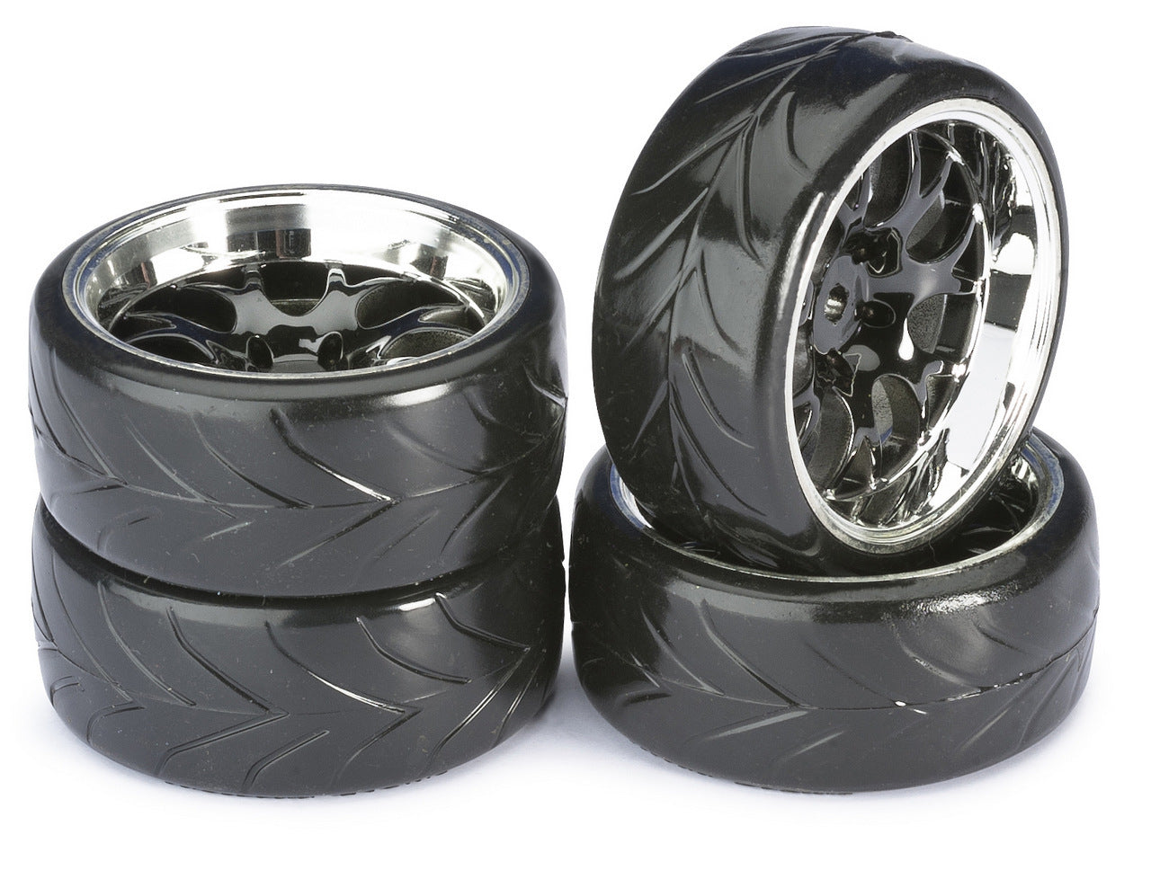 Absima Drift Wheel Set – Comb Profile A Black/Chrome 1:10 (4 pcs)