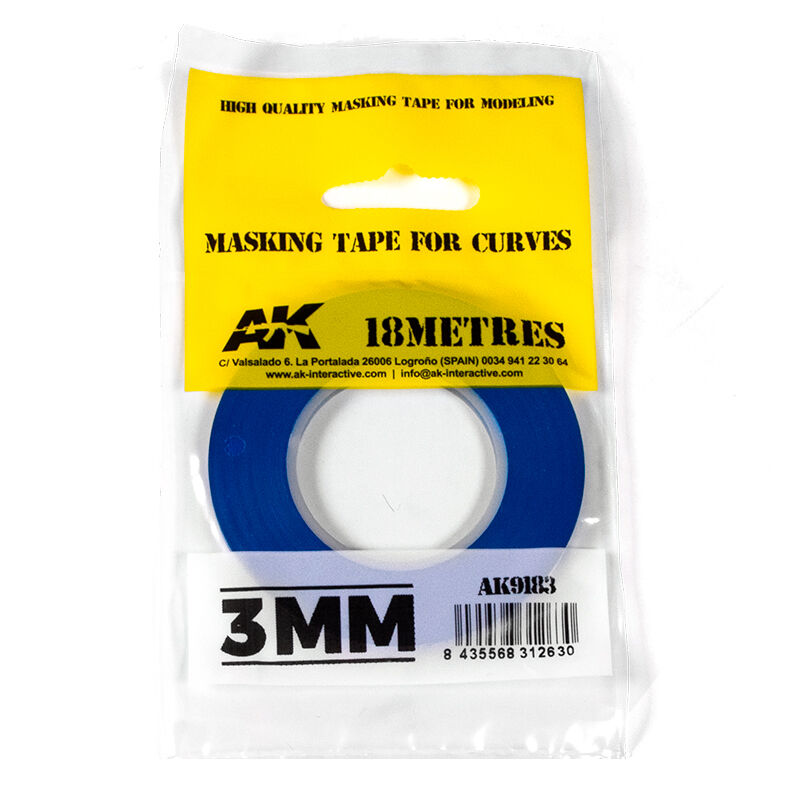 3mm Masking tape for curves with AK Interactive packaging on a white background