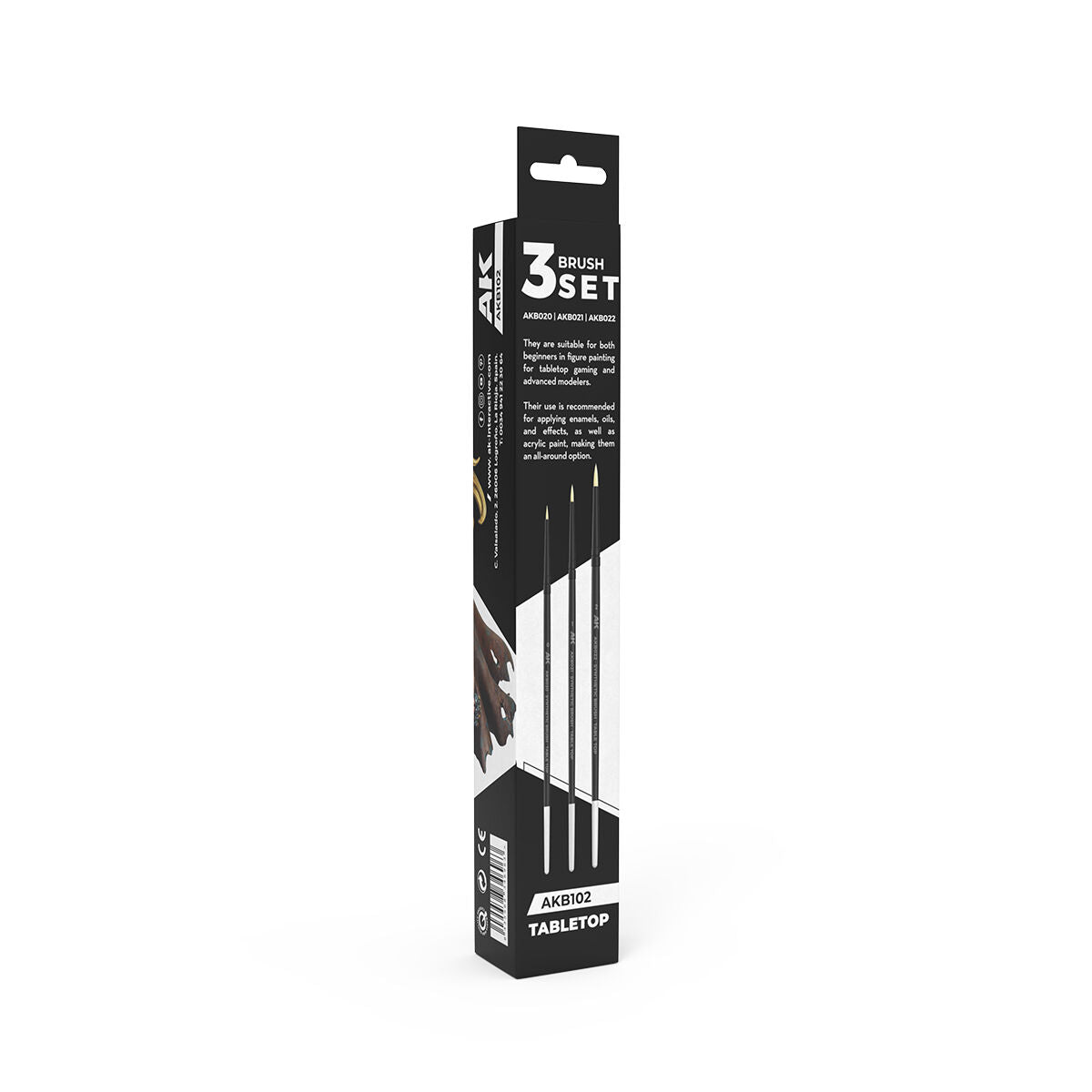 AK Interactive Tabletop Syntethic Brushes Set (3 Brushes)