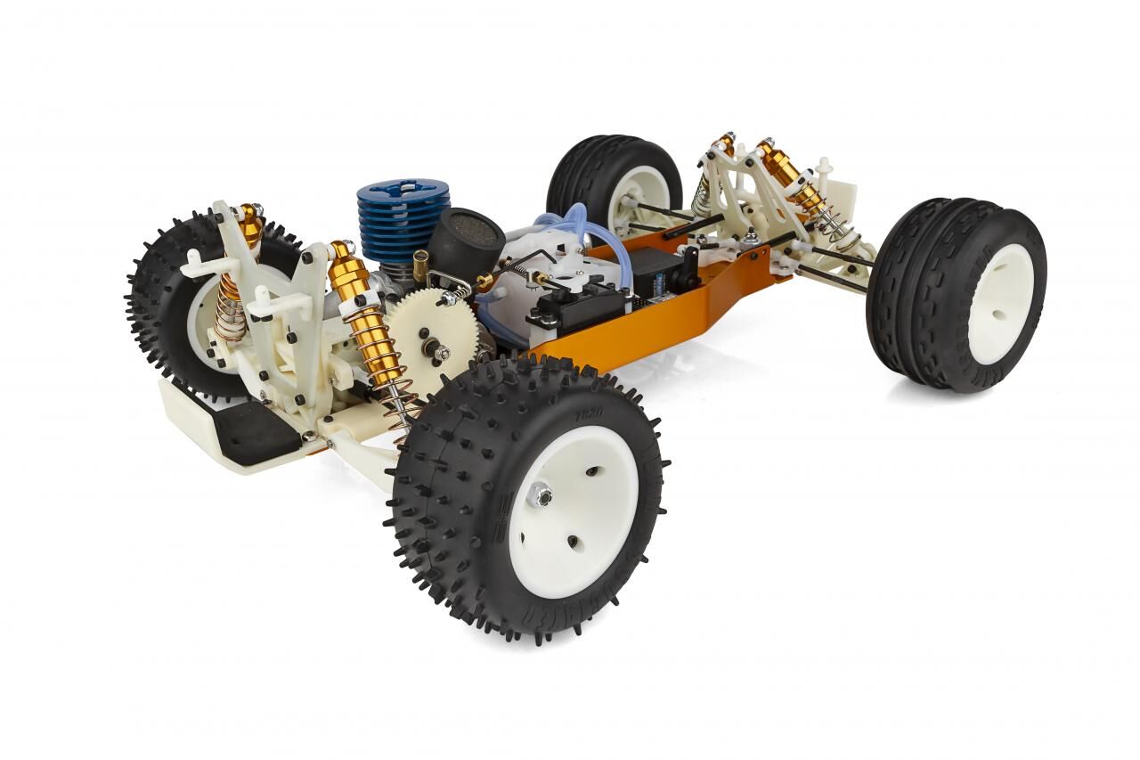 Team Associated - The RC10GT Classic rear quarter shot of chassis - white background