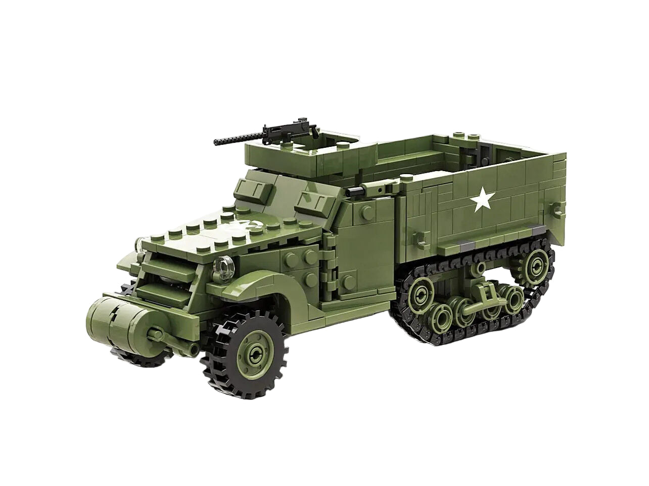 Toy military vehicle model on a white background