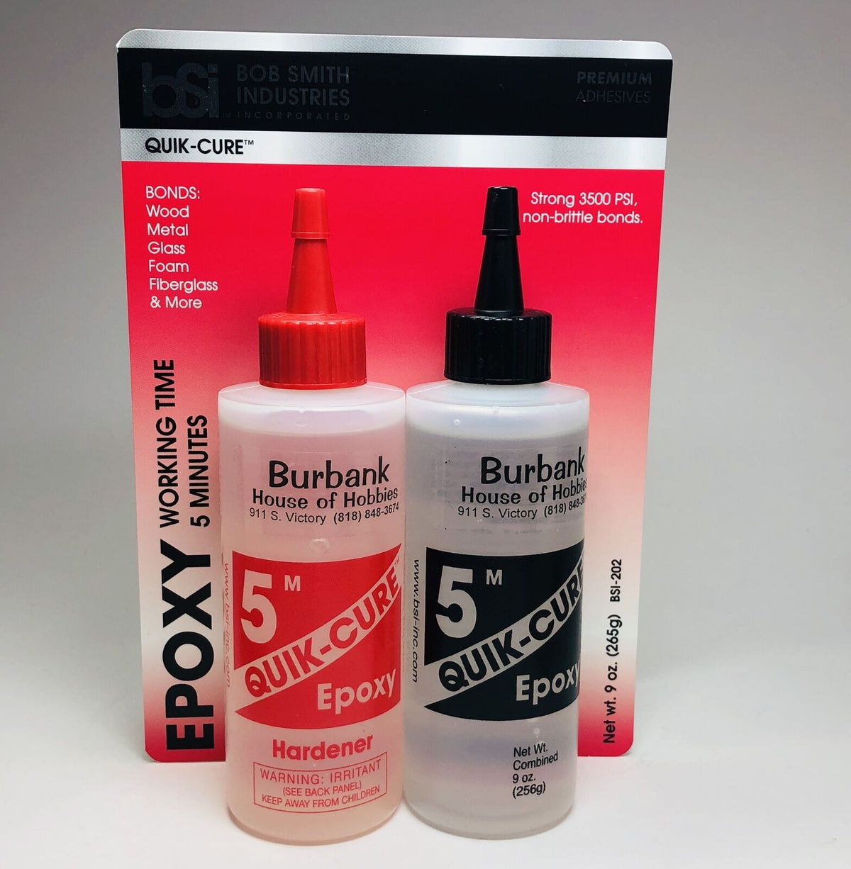Bob Smith Industries Quik-Cure 5-Minute Epoxy, 9oz