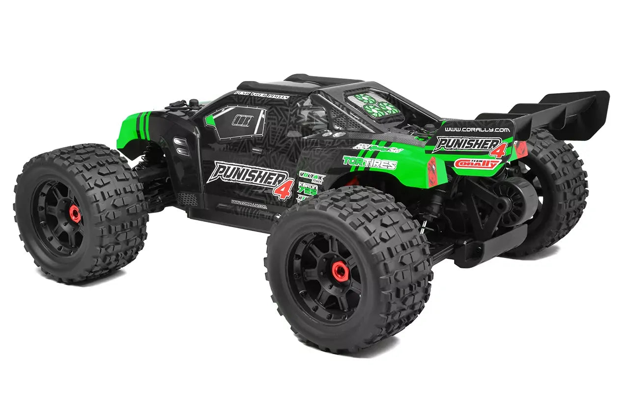 Toy monster truck with 'Punisher' branding on a white background