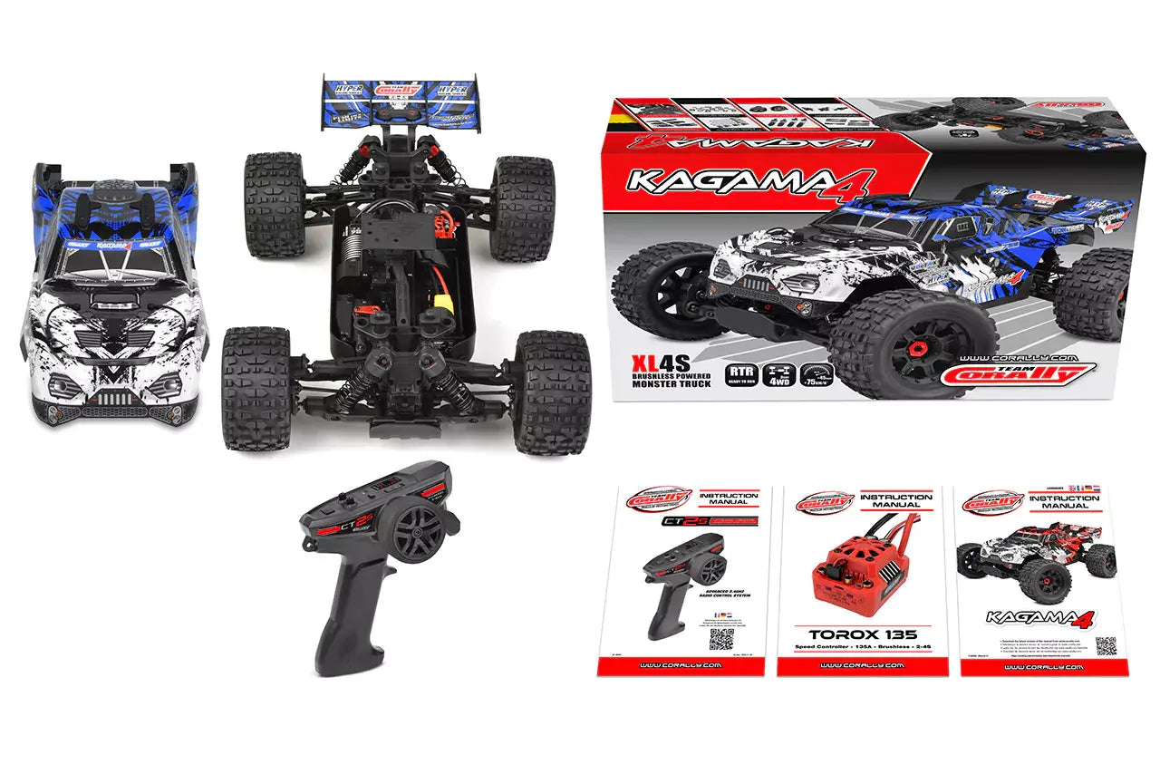 Team Corally Kagama 10 with included accessories and documentation