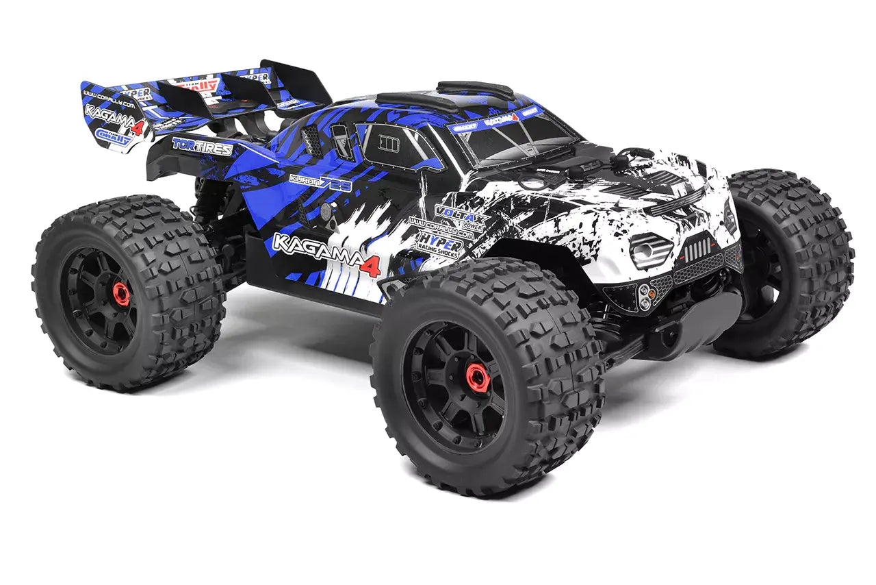 Side view of Team Corally Kagama 10 showing suspension system and wheel details
