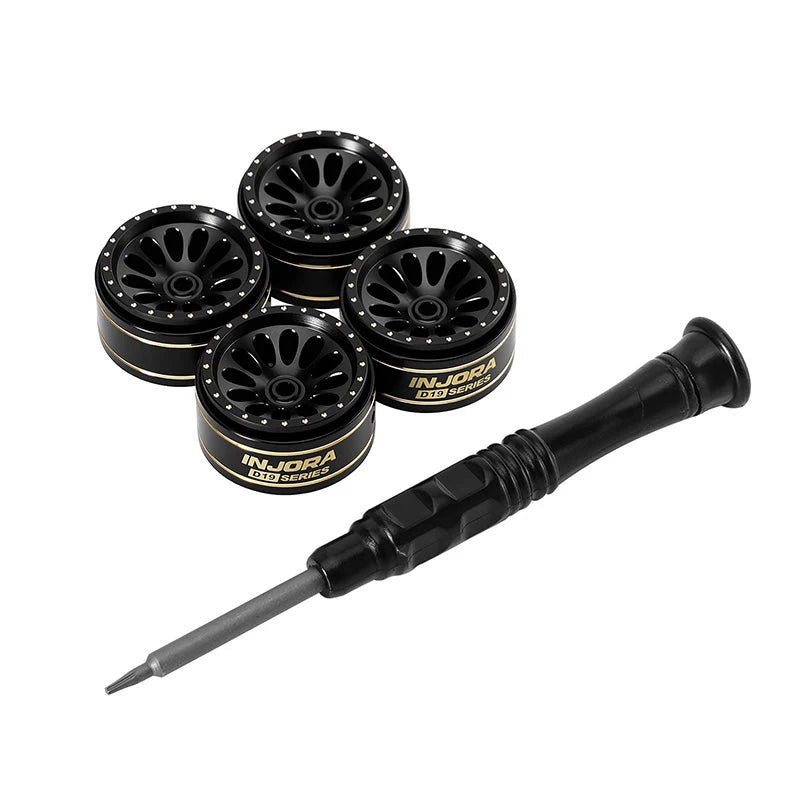 INJORA D19 Ripple 0.7" Brass Beadlock Wheels SCX30 (4)