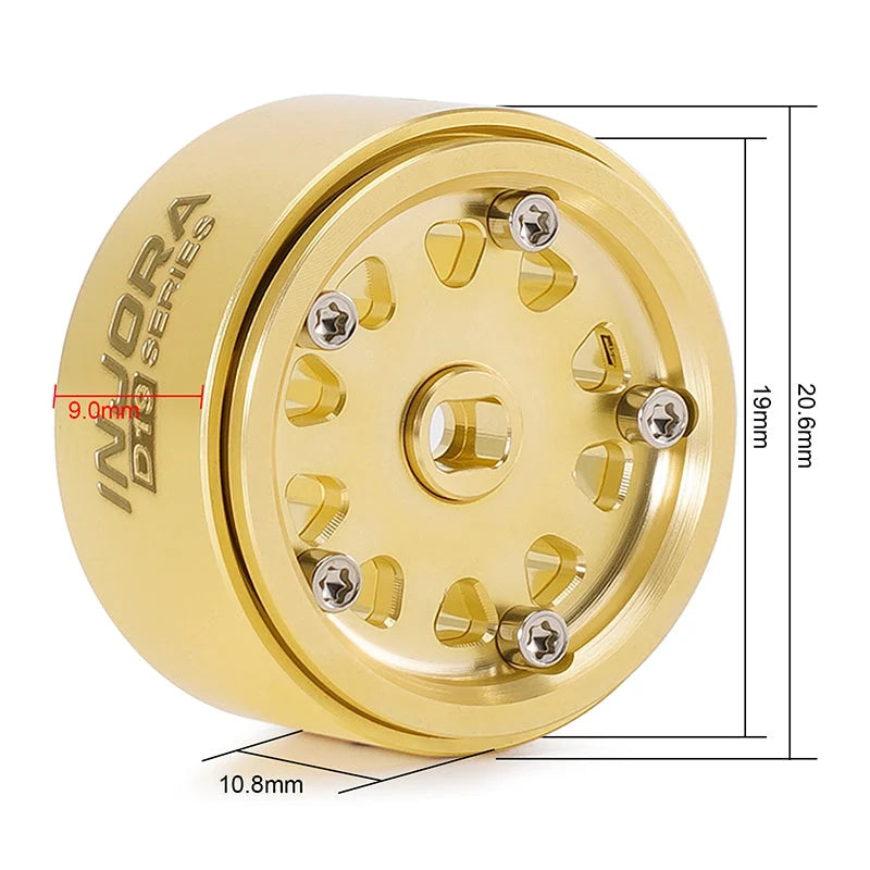 INJORA D19 0.7" Brass Beadlock Wheels for 1/30 SCX30 (4) (W7007)