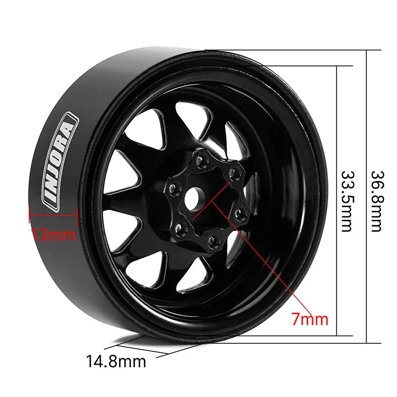 INJORA 1.3" Stamped Steel -4.05mm Offset Wheels for Micro Crawlers (W1312)