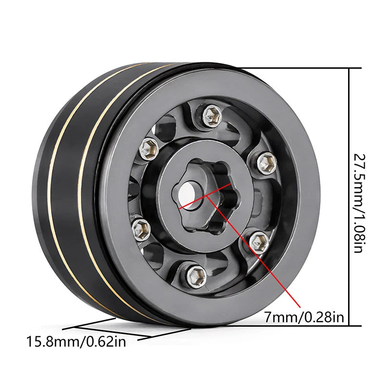 INJORA 1.0" 47g/pcs Brass -3.15mm Offset Wheels for Micro Crawlers (W1005)