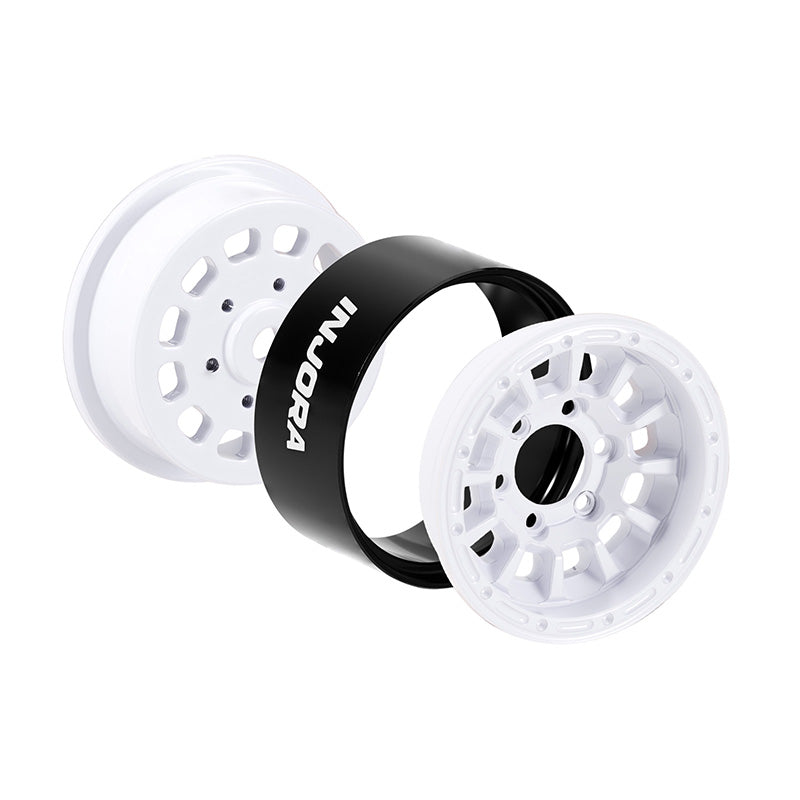 Two white wheels with a black rim featuring the 'INNOVA' brand on a white background.