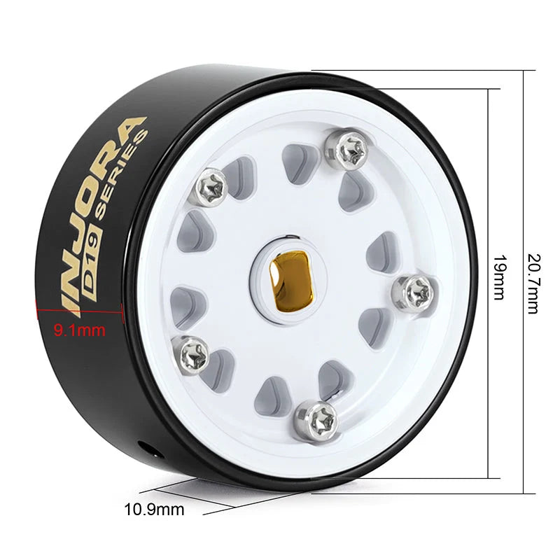 INJORA D19 0.7" Brass Beadlock Wheels for 1/30 SCX30 (4) (W7007)