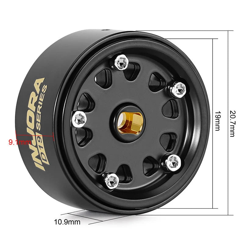 INJORA D19 0.7" Brass Beadlock Wheels for 1/30 SCX30 (4) (W7007)
