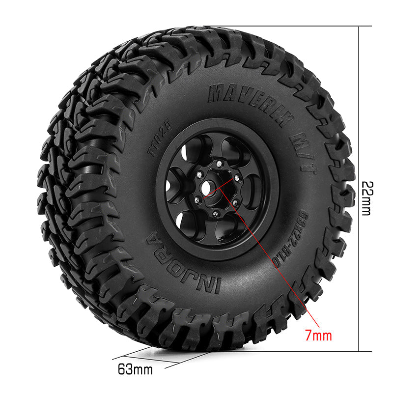 INJORA 1.0" 63*22mm -4.7mm Offset Brass Wheels Set for Micro Crawlers (4)