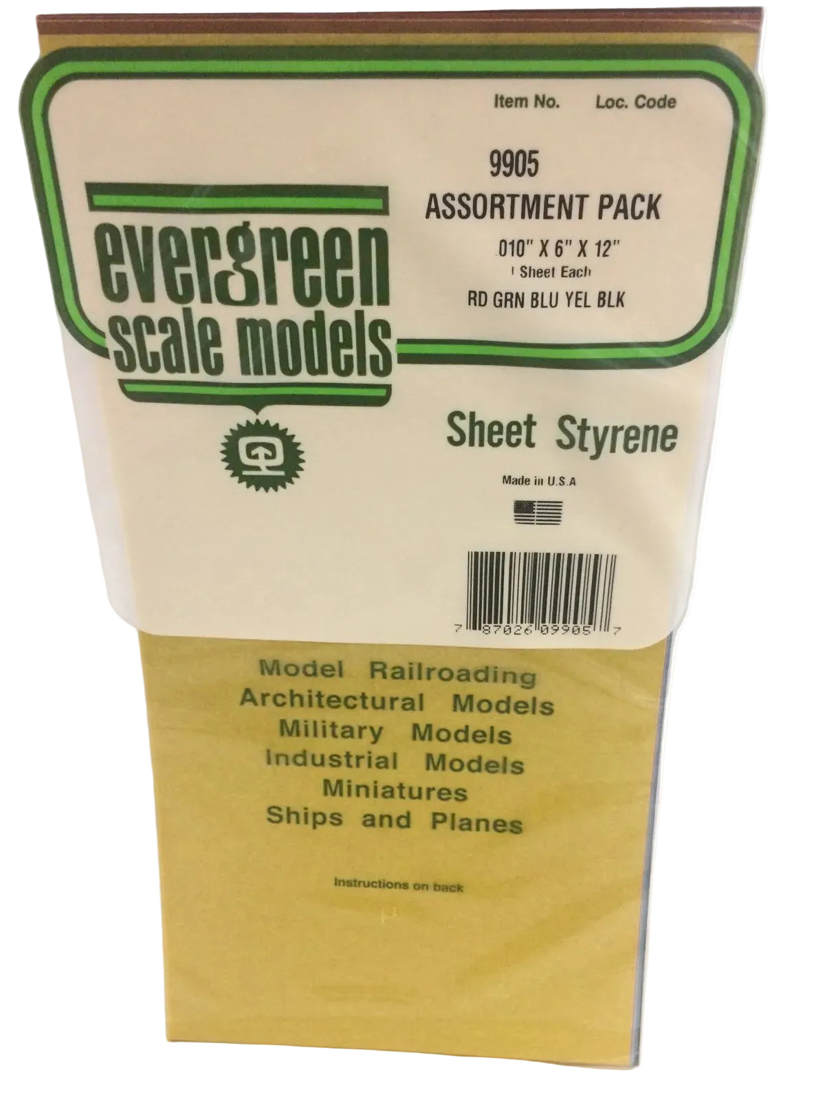 Evergreen 9905 Coloured Styrene Sheet 0.25mm – 15×30cm (Pack of 5)