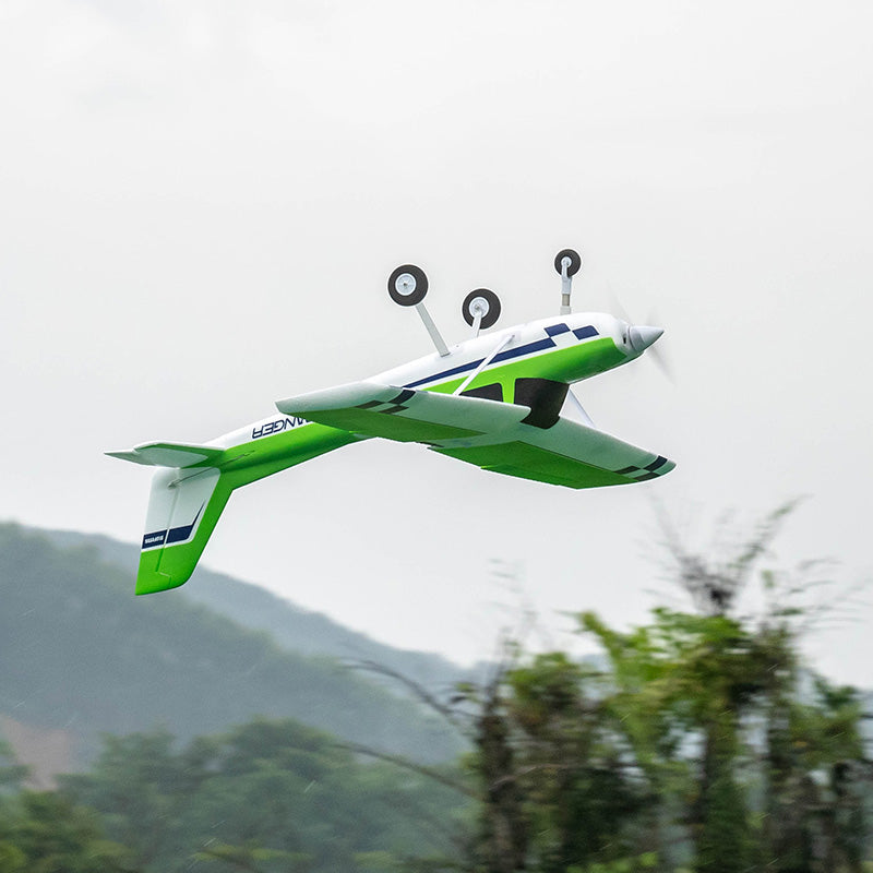 FMS 1220mm Ranger EP V3 Green RC airplane in flight position