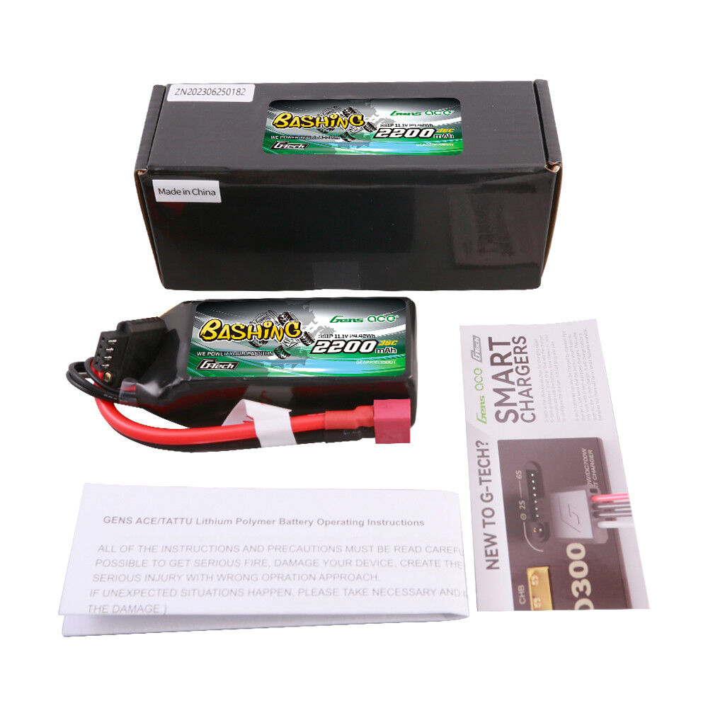 Gens Ace G-Tech 3S Bashing 2200mAh 35C 11.1V Soft Pack Lipo Battery (Deans) GEA223S35DGT