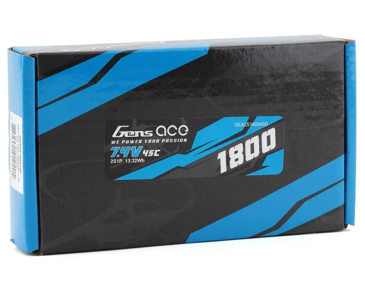 Gens Ace battery packaging with blue and black design on a white background