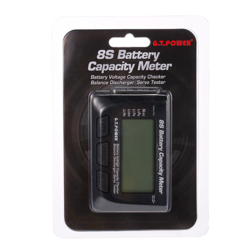 G.T. Power 8S Battery Capacity Meter in packaging on a white background