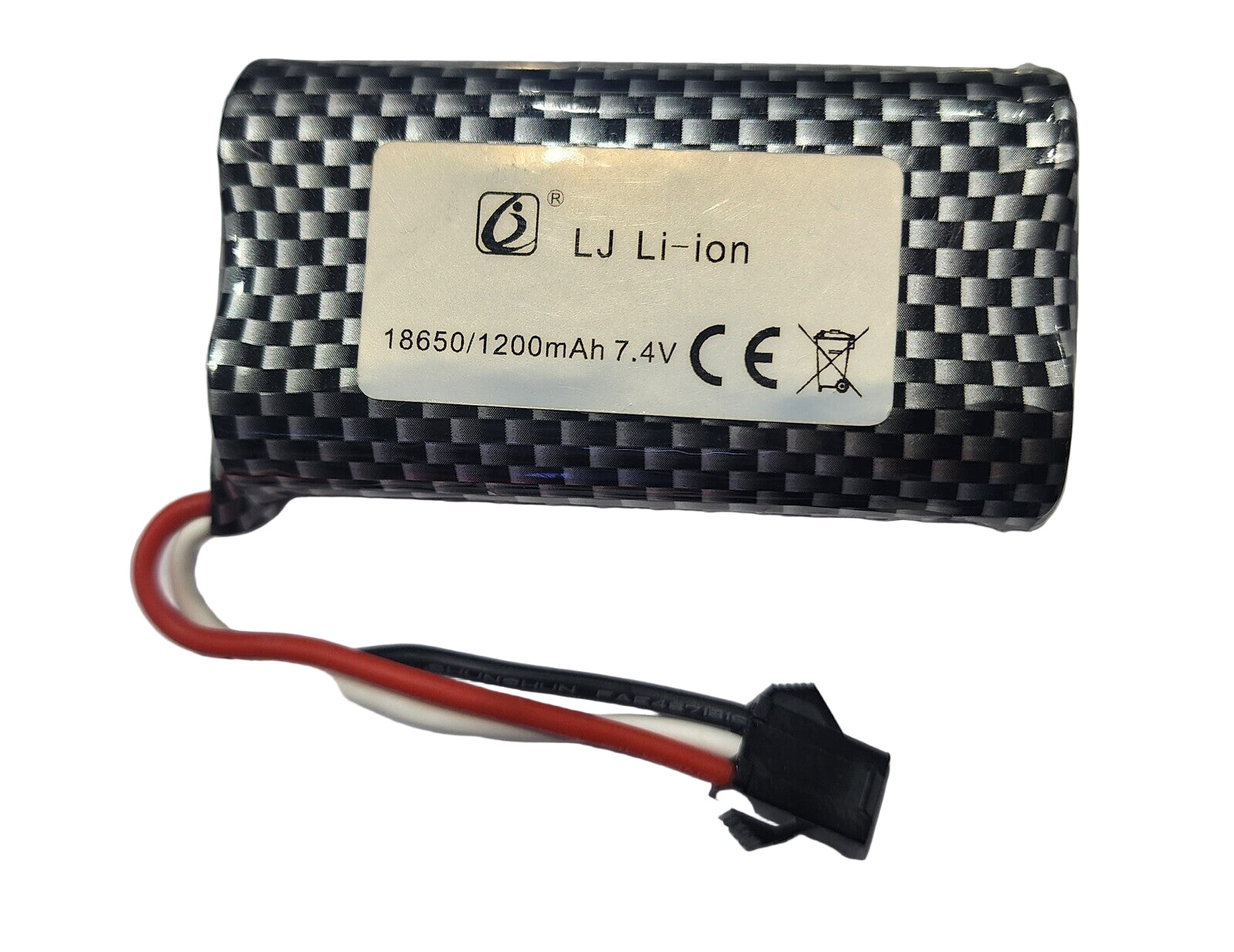 Lithium-ion battery with label on a white background
