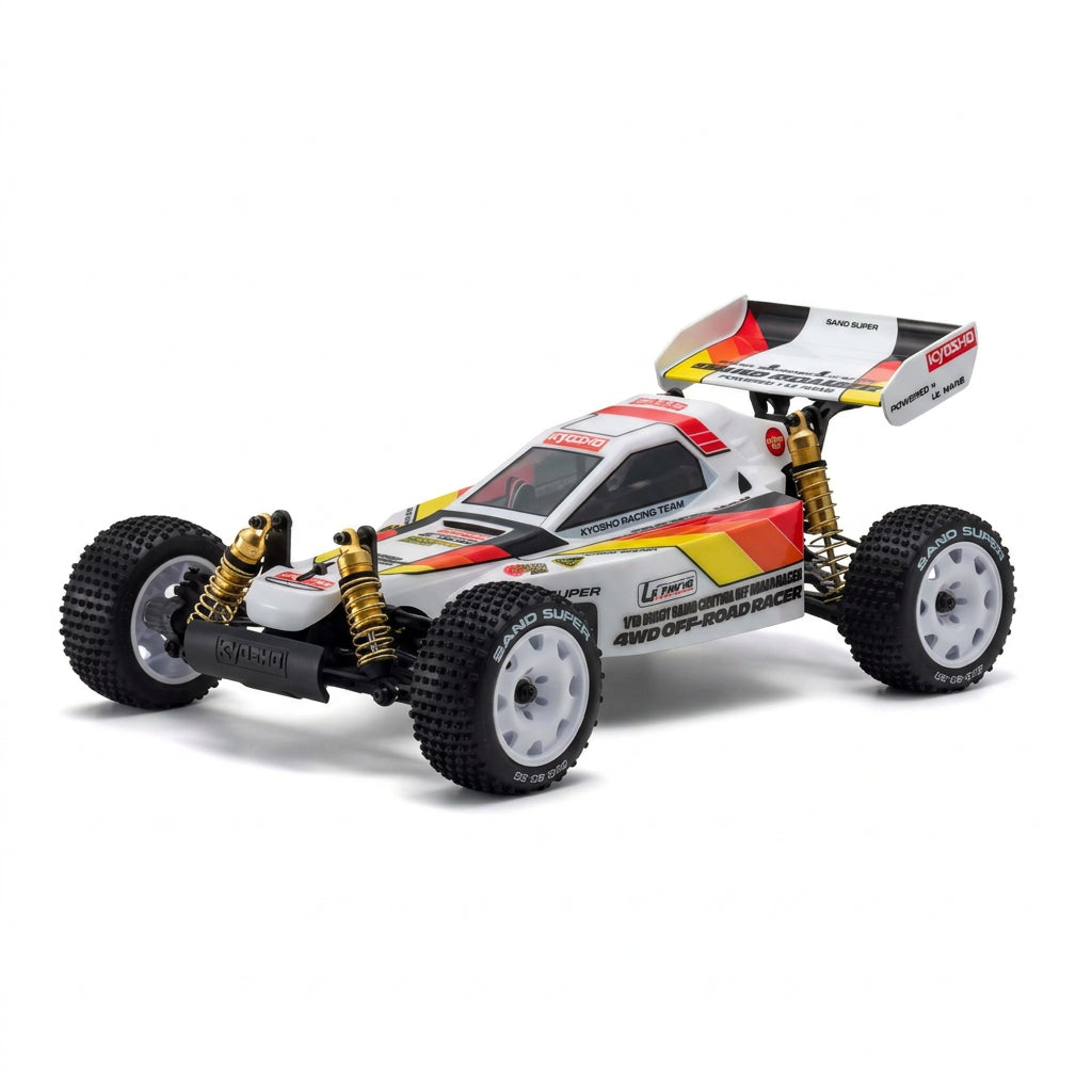 Model of a remote control car on a white background