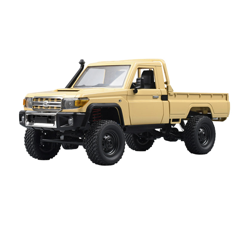 Beige MN Model 1/12 Toyota LC79 RC Crawler with black wheels on a white background