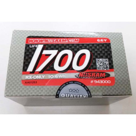 Nosram VTEC LIFEPO 1700MAH RX PACK 6.6V - STRAIGHT - NOS943000
