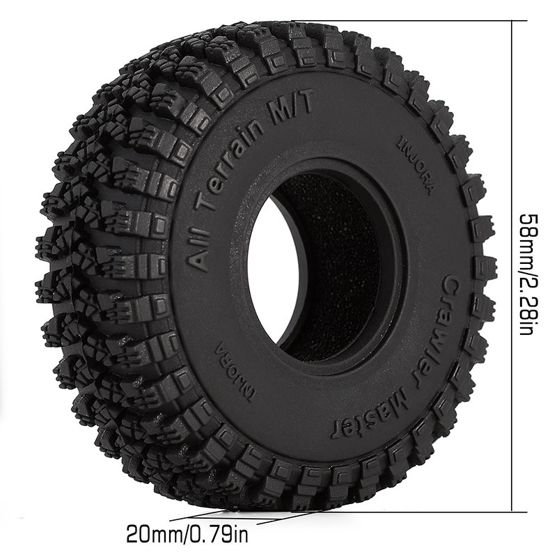 INJORA 1.0" 58*20mm Crawl Master A/T Tires (T1008) (4)