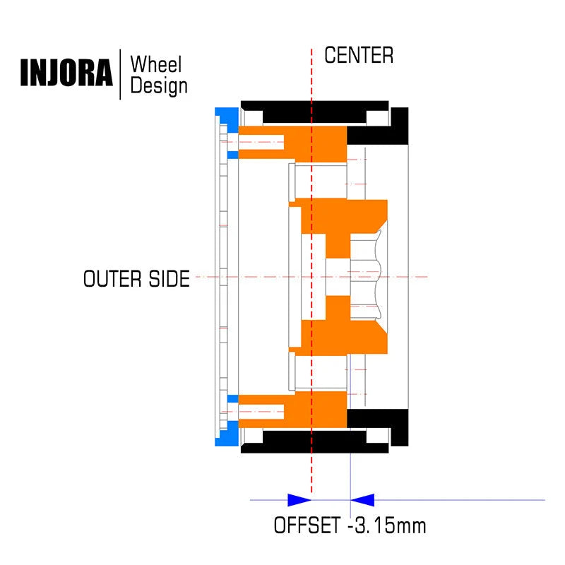 INJORA 1.0" 47g/pcs Brass -3.15mm Offset Wheels for Micro Crawlers (W1005)