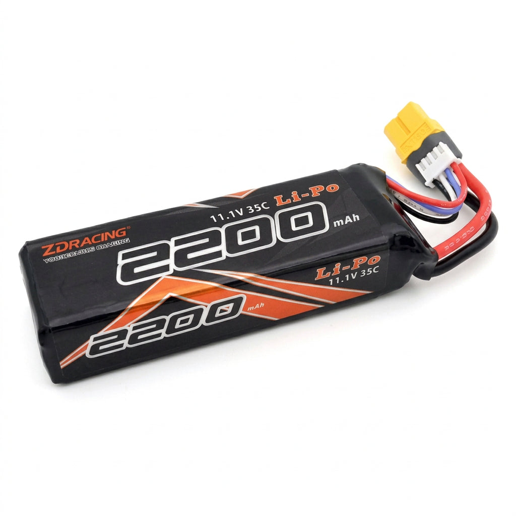 ZDRACING Li-Po battery with connector on a white background