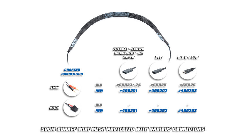 LRP Charging Lead 50cm 4mm – Futaba / Sanwa / Graupner / JR RX/TX (LRP-499201)