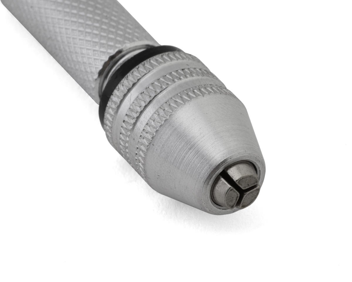 Close up of EcoPower Twist Pin Vise chuck on a white background