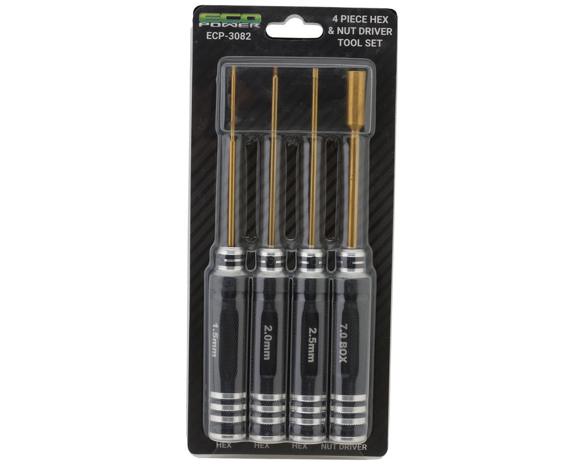EcoPower Metric Hex and Nut Driver Tools Set (Hex 1.5, 2.0, 2.5mm/ Nut 7.0mm)
