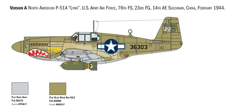 Italeri 01423 1/72 Scale North American P-51A Mustang - Techtonic Hobbies - Italeri